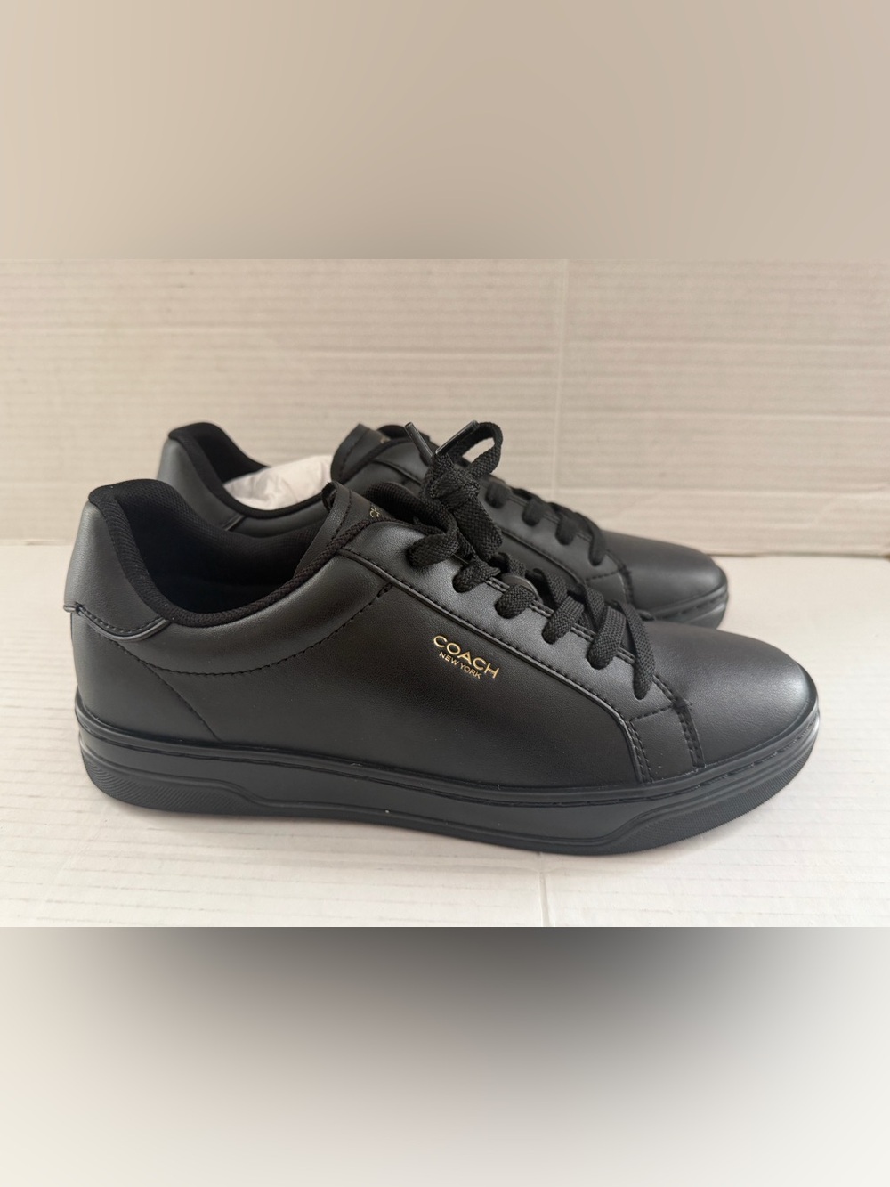 Coach Women’s High Line Leather Low Top Lace Up Sneakers CCN68 Size 8 Black